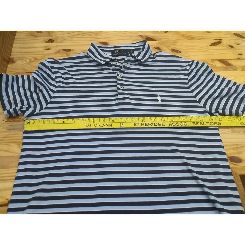 Polo Ralph Lauren Polo Shirt Mens M Blue/white Striped 100% cotton